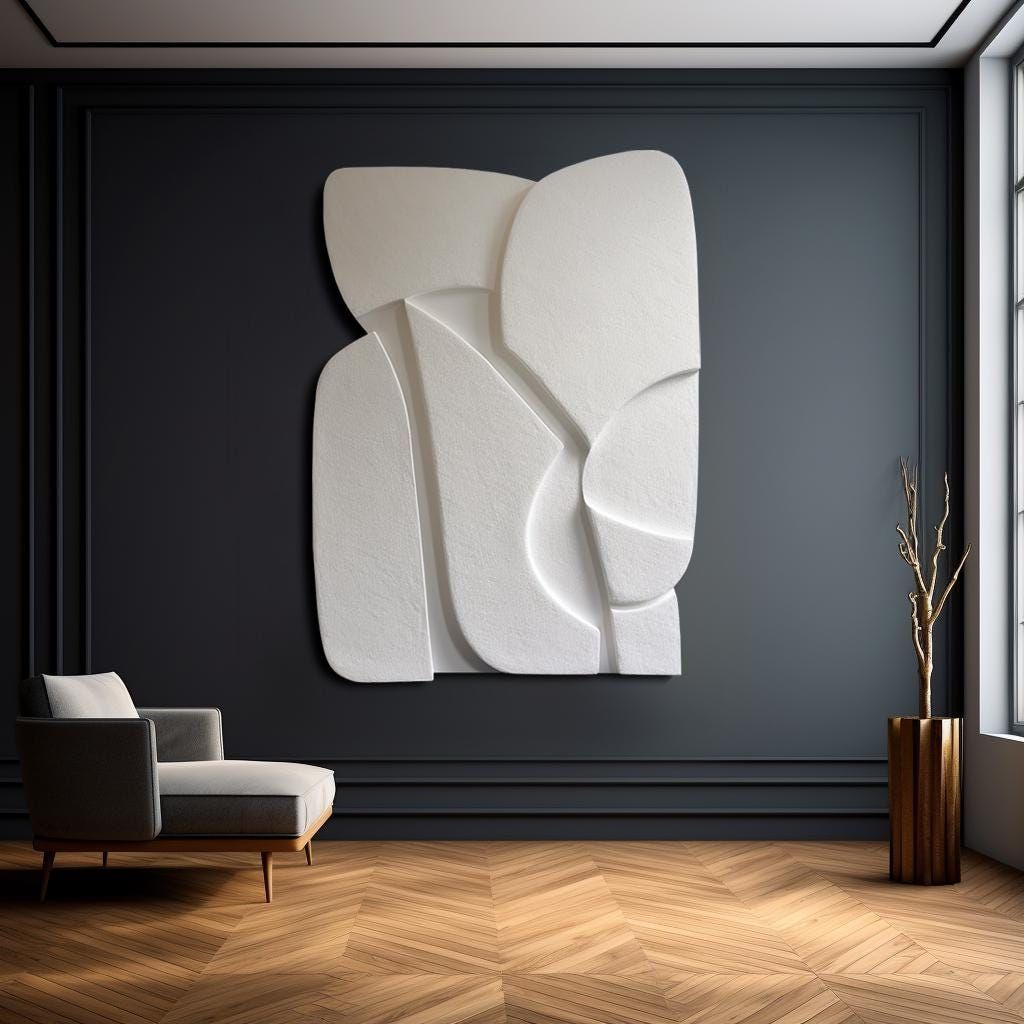 Sculpted Serenity – White 3D Abstract Wall Art