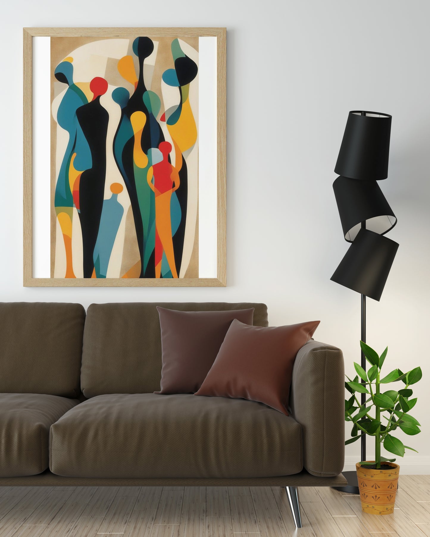 "Abstract Colorful Family Wall Art – Modern Geometric Figures Illustration"
