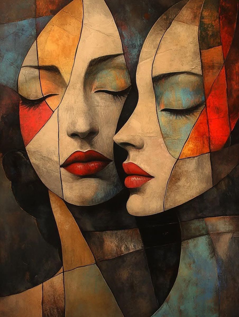 "Abstract Women Faces Wall Art – Modern Emotional Expressionist Painting"