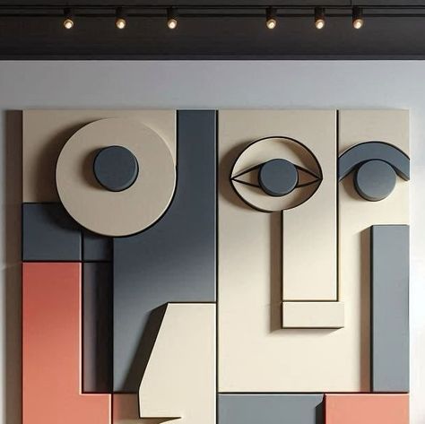 “Modern Muse” – Abstract 3D Cubist Wall Art in Muted Tones