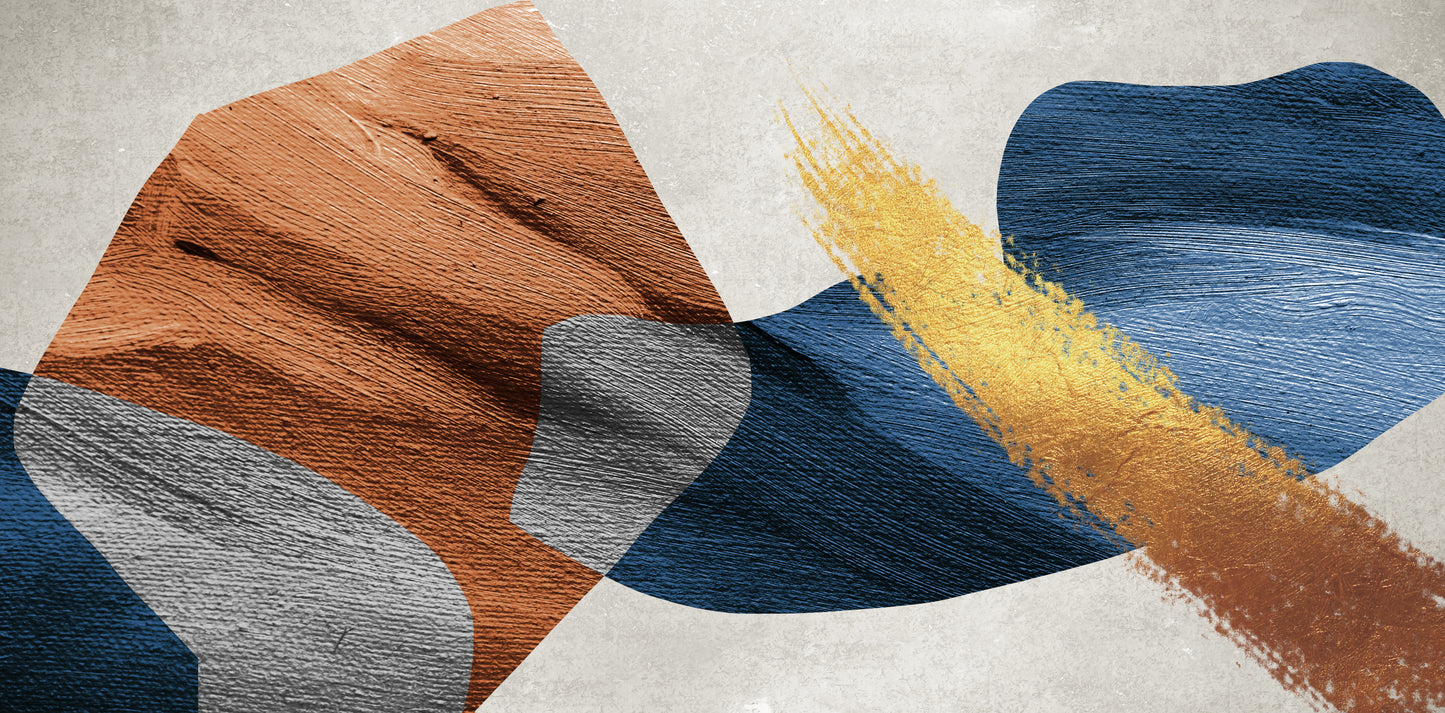 Molten Motion" – Abstract Gold & Blue Texture Wall Art
