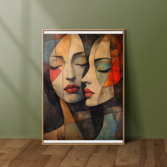 "Abstract Women Faces Wall Art – Modern Emotional Expressionist Painting"