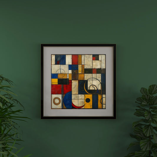 "Modern Abstract Geometric Wall Art — Color Block Pattern Canvas"