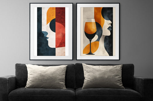 "Minimalist Abstract Face Wall Art — Modern Geometric Art Print"