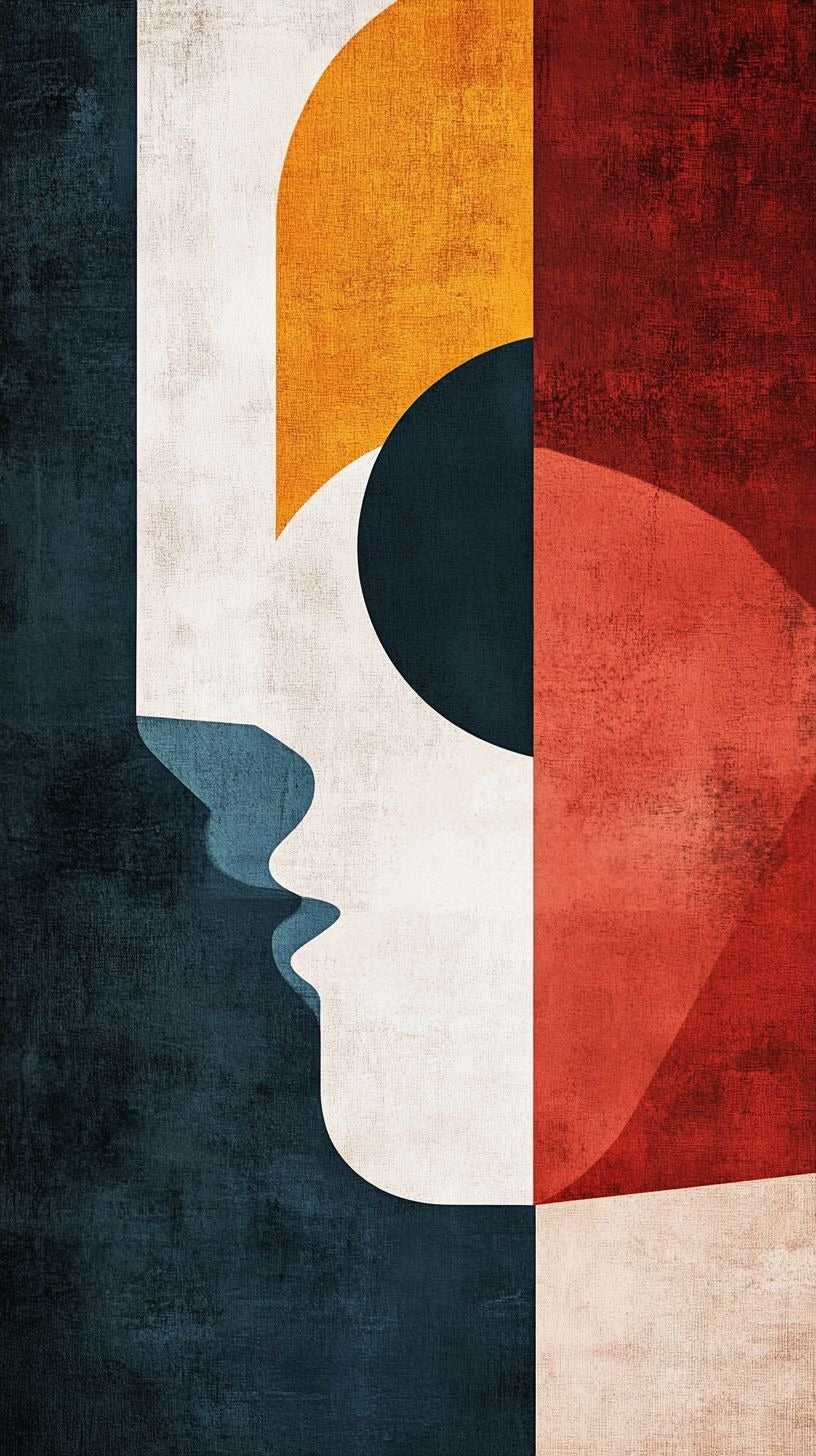 "Minimalist Abstract Face Wall Art — Modern Geometric Art Print"