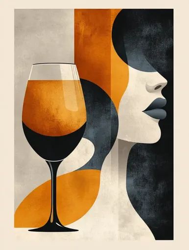 "Modern Abstract Wine Glass & Woman Art Print – Minimalist Wall Decor"