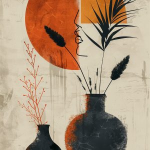 Desert Silhouettes” – Abstract Botanical Vase Art Print