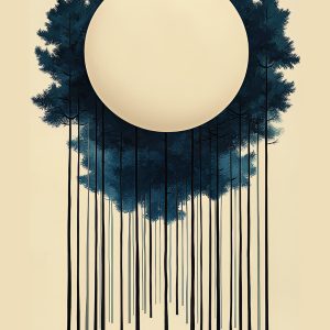 Moonrise in the Pines" – Minimalist Surreal Landscape Art Print