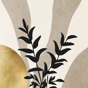 “Golden Silence” – Minimalist Botanical Wall Art