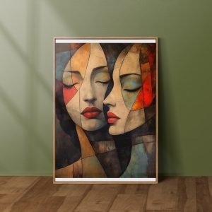 "Abstract Women Faces Wall Art – Modern Emotional Expressionist Painting"