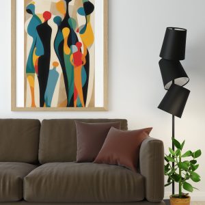 "Abstract Colorful Family Wall Art – Modern Geometric Figures Illustration"