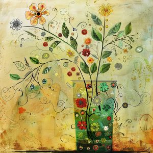 Whimsy in Bloom” – Vibrant Abstract Floral Wall Art for Joyful Spaces