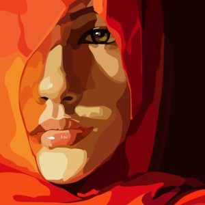 "Veiled Gaze" – Contemporary Portrait Canvas
