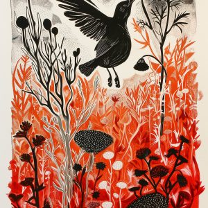 Modern Bird & Wildflower Art Print — Vibrant Nature-Inspired Wall Decor