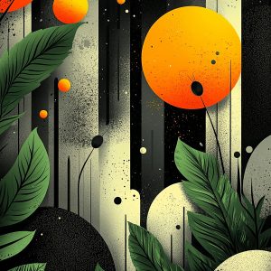 "Orange Moon Abstract Botanical Wall Art — Modern Nature Inspired Poster"